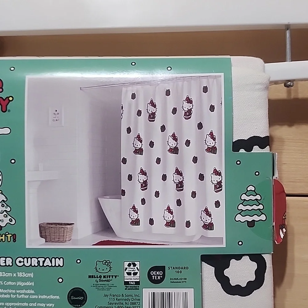 Hello Kitty Shower Curtain NEW Christmas 🎄